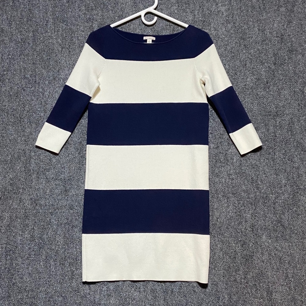 Gap Rugby Dress Women's‎ Size S Navy Stripe Boat Neck Cotton Blend 3/4 Sleeve
